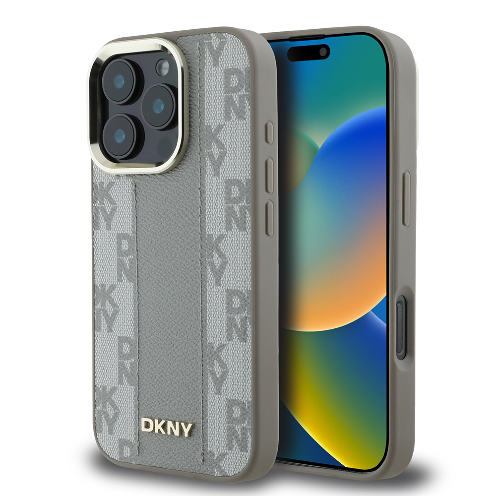 Apple iPhone 16 Pro Uyumlu Kılıf DKNY Orjinal Lisanslı M-safe Şarj Özellikli 3D Yazılı Checkered Pattern Kapak