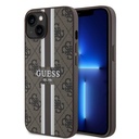 Apple iPhone 15 Uyumlu Kılıf Guess Orjinal Lisanslı M-safe Şarj Özellikli 4G Şerit Tasarımlı Printed Kapak