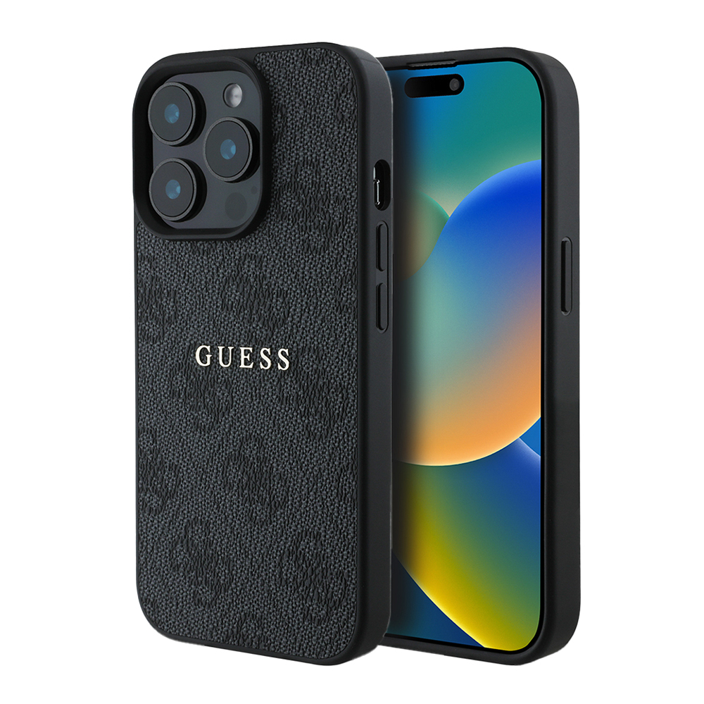 Apple iPhone 14 Pro Max Uyumlu Kılıf Guess Orjinal Lisanslı M-safe Şarj Özellikli 4G Desen Yazı Logolu Kapak