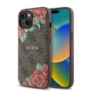Apple iPhone 15 Uyumlu Kılıf Guess Orjinal Lisanslı M-safe Şarj Özellikli Gül Baskılı 4G Desenli Yazı Logolu Kapak