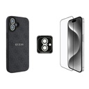 Apple iPhone 16 Plus Uyumlu Guess Orjinal Lisanslı Kılıf + Ekran Koruyucu + Lens Koruyucu 3in1 Aksesuar Seti