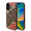 Apple iPhone 16 Plus Uyumlu Kılıf Guess Orjinal Lisanslı M-safe Şarj Özellikli Gül Baskılı 4G Desenli Yazı Logolu Kapak
