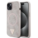 Apple iPhone 15 Uyumlu Kılıf Guess Orjinal Lisanslı M-safe Şarj Özellikli PU Üçgen Logo 4G Desenli Kapak