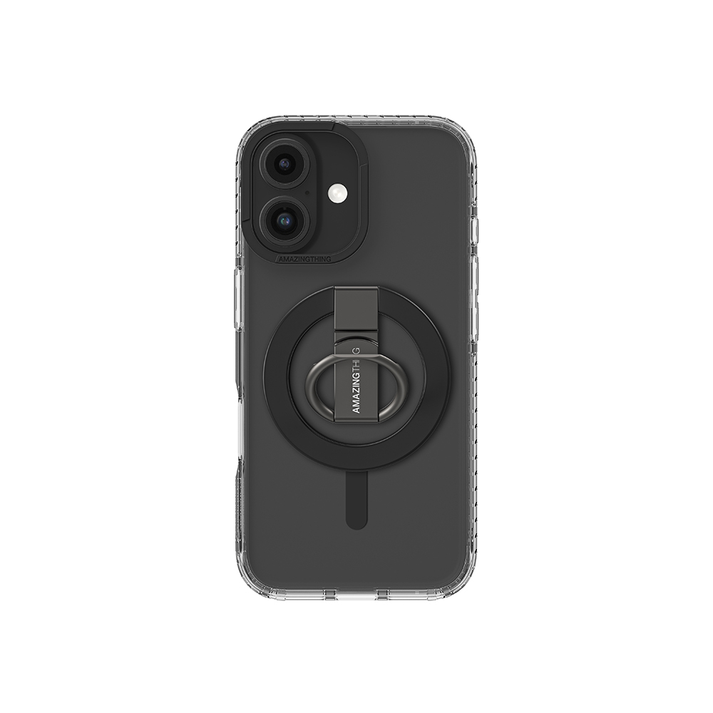 [RNZ-TA113610] Apple iPhone 16 Uyumlu Kılıf M-safe Şarj Özellikli Yüzük Standlı Amazingthing Titan Pro Serisi Kapak (Siyah)