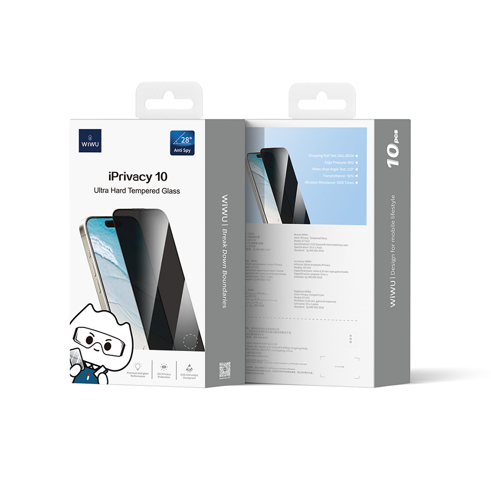 [RNZ-TA113818] Apple iPhone XR Uyumlu Wiwu GT-015 Oleofobik Darbeye Karşı Dayanıklı Temperli Ekran Koruyucu 10'lu Paket