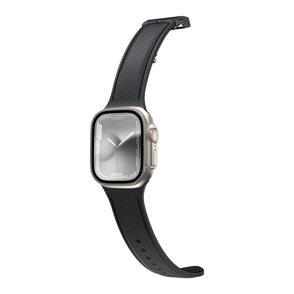 [RNZ-TA113707] Apple Watch 40mm Uyumlu Amazingthing Titan Swift Deri Dokulu Silikon Kordon (Siyah)