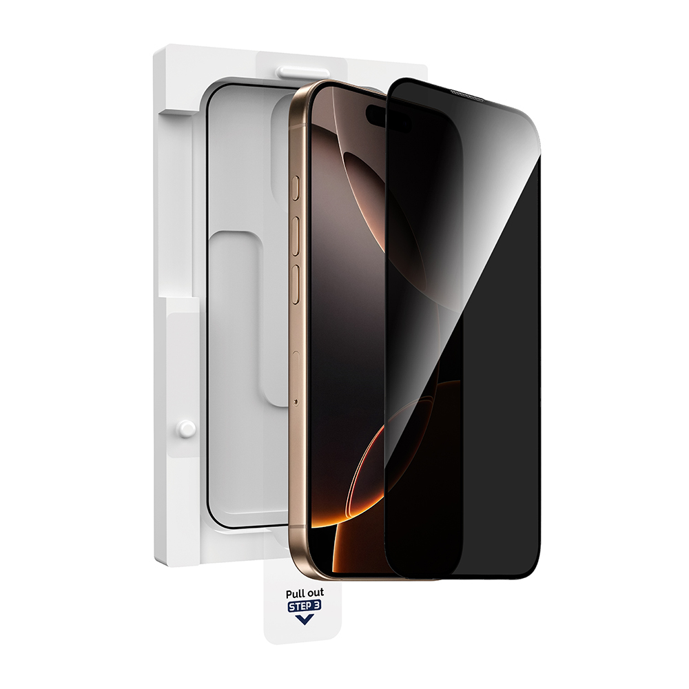 [RNZ-TA113830] Apple iPhone 16 Pro Uyumlu Wiwu GT-021 Titan Guard Serisi Şok Emici Hibrit Polimer Privacy Ekran Koruyucu Film + Kolay Uygulama Aparatı