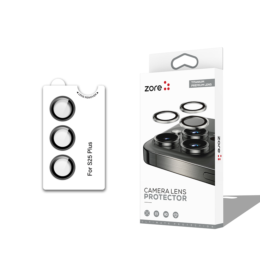 [RNZ-TA114983] Samsung Galaxy S25 Plus Uyumlu Zore CL-12 Premium Safir Parmak İzi Bırakmayan Anti-Reflective Kamera Lens Koruyucu (Siyah)
