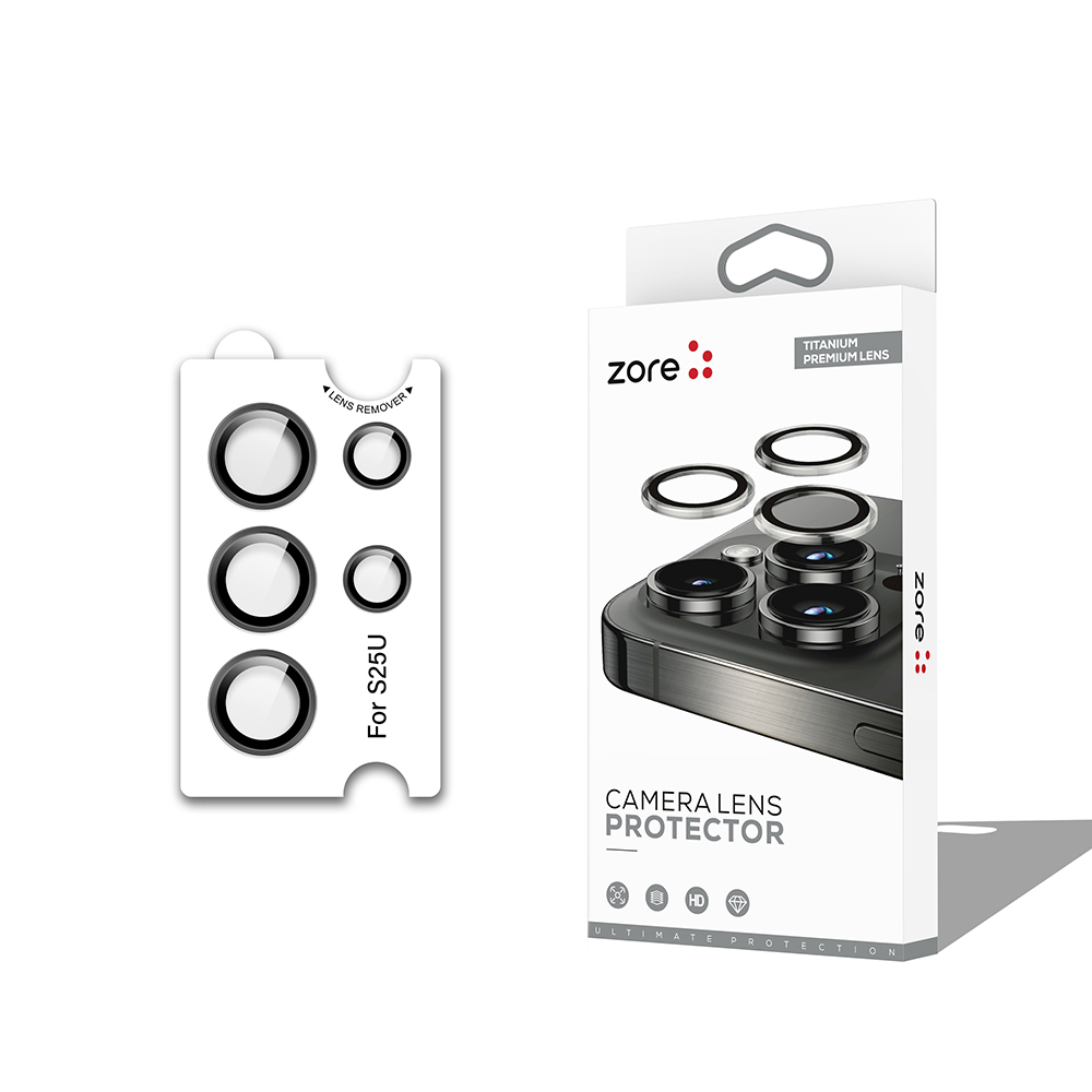 [RNZ-TA114984] Samsung Galaxy S25 Ultra Uyumlu Zore CL-12 Premium Safir Parmak İzi Bırakmayan Anti-Reflective Kamera Lens Koruyucu (Siyah)