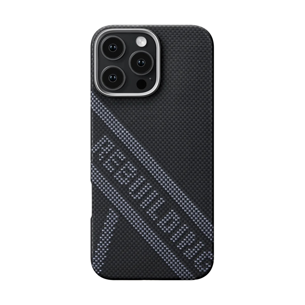 [RNZ-TA114962] Apple iPhone 16 Pro Max Uyumlu Kılıf M-safe Şarj Özellikli Aramid Fiber Re-TROS Tasarımlı Pitaka Tactile Woven Rebuilding Serisi Kapak (Siyah)
