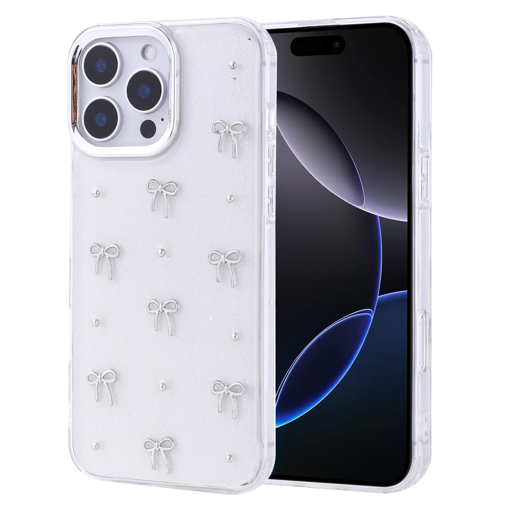 [RNZ-TA114954] Apple iPhone 16 Pro Max Uyumlu Kılıf Airbag Tasarımlı Simli Şeffaf Zore Kutup Kapak (NO1)