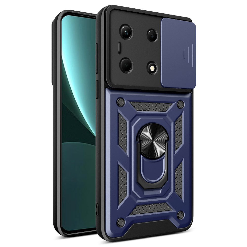 Infinix Note 30 Uyumlu VIP Kılıf Magnetik Standlı Kamera Korumalı Zore Sürgülü Vega Kapak