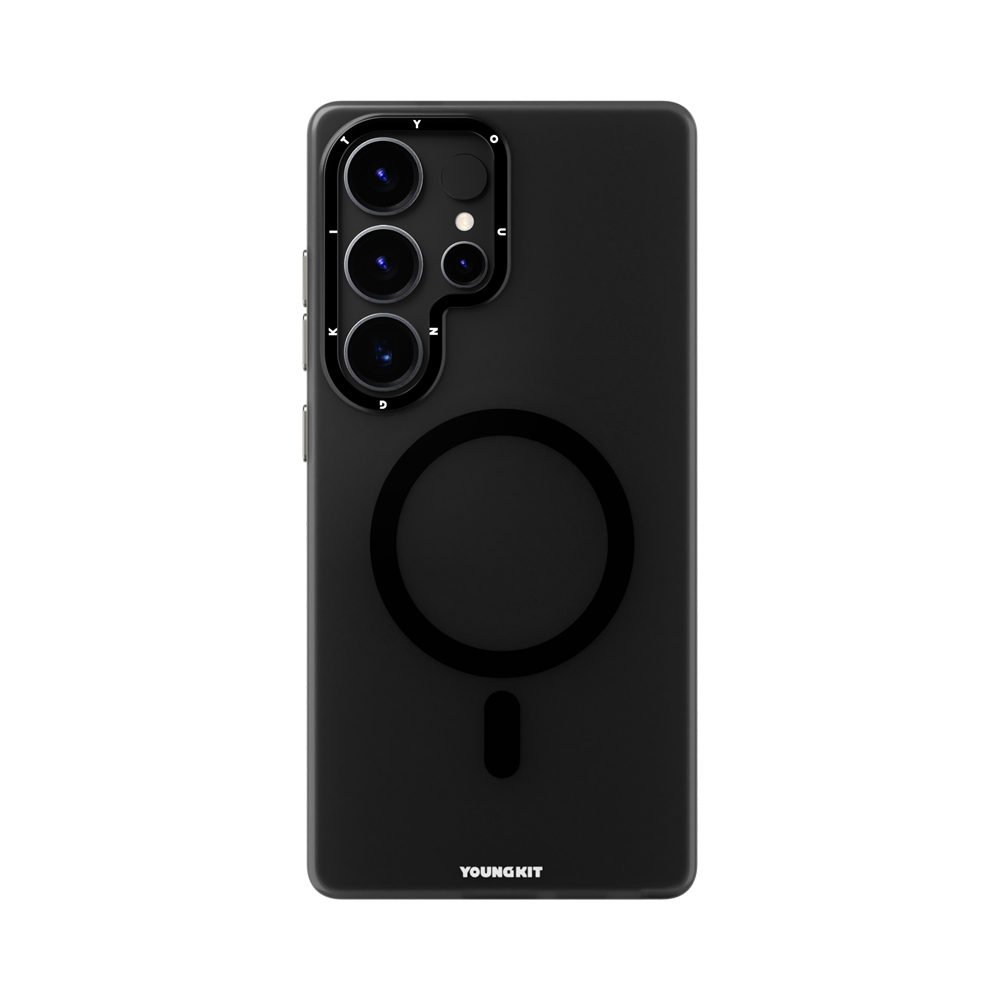 [RNZ-TA114030] Samsung Galaxy S25 Ultra Uyumlu Kılıf M-safe Şarj Özellikli Youngkit Hidden Sand Serisi Kapak (Siyah)
