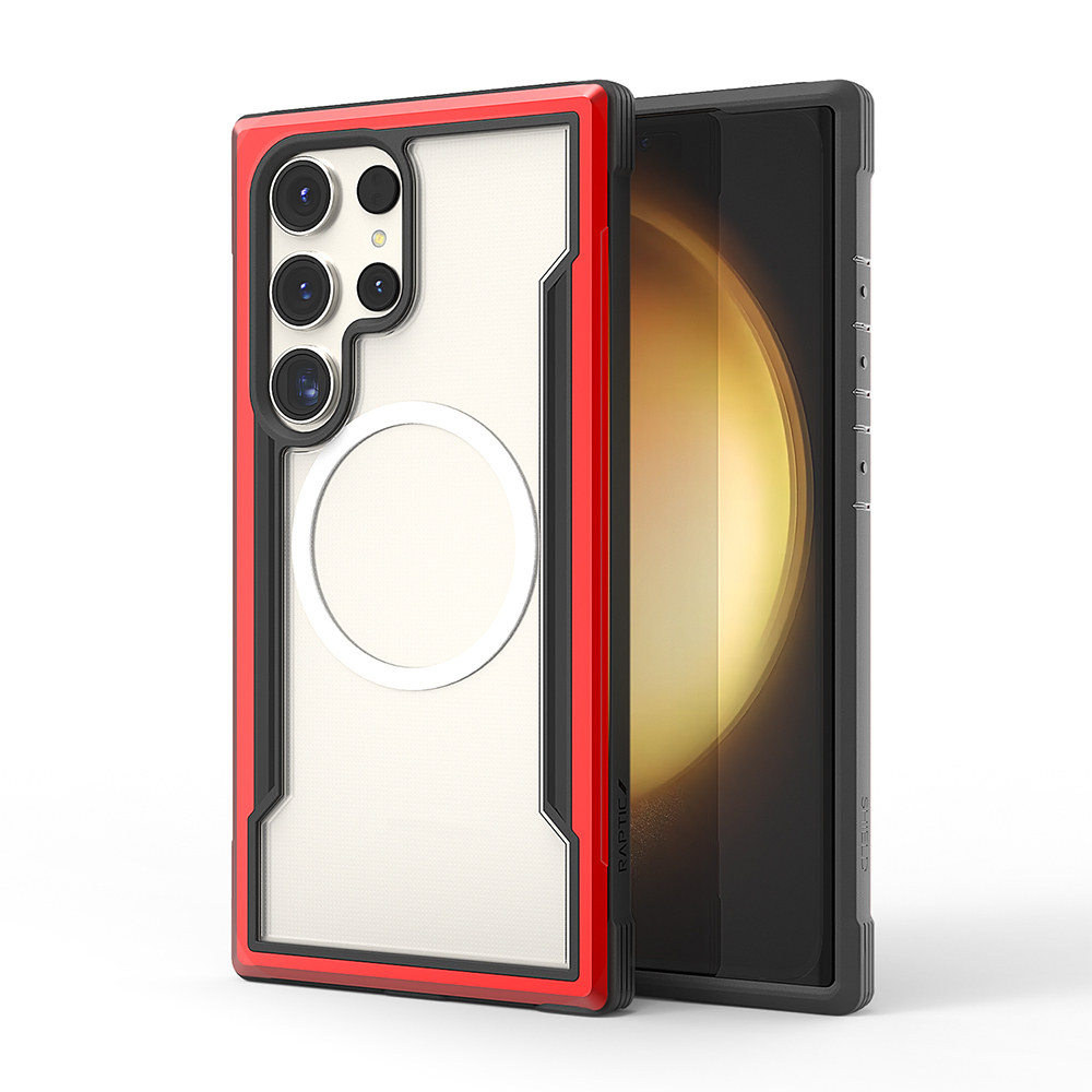 Samsung Galaxy S24 Ultra Uyumlu Kılıf M-safe Şarj Özellikli Airbagli Raptic Shield Serisi Şeffaf Arka Yüzey Kapak