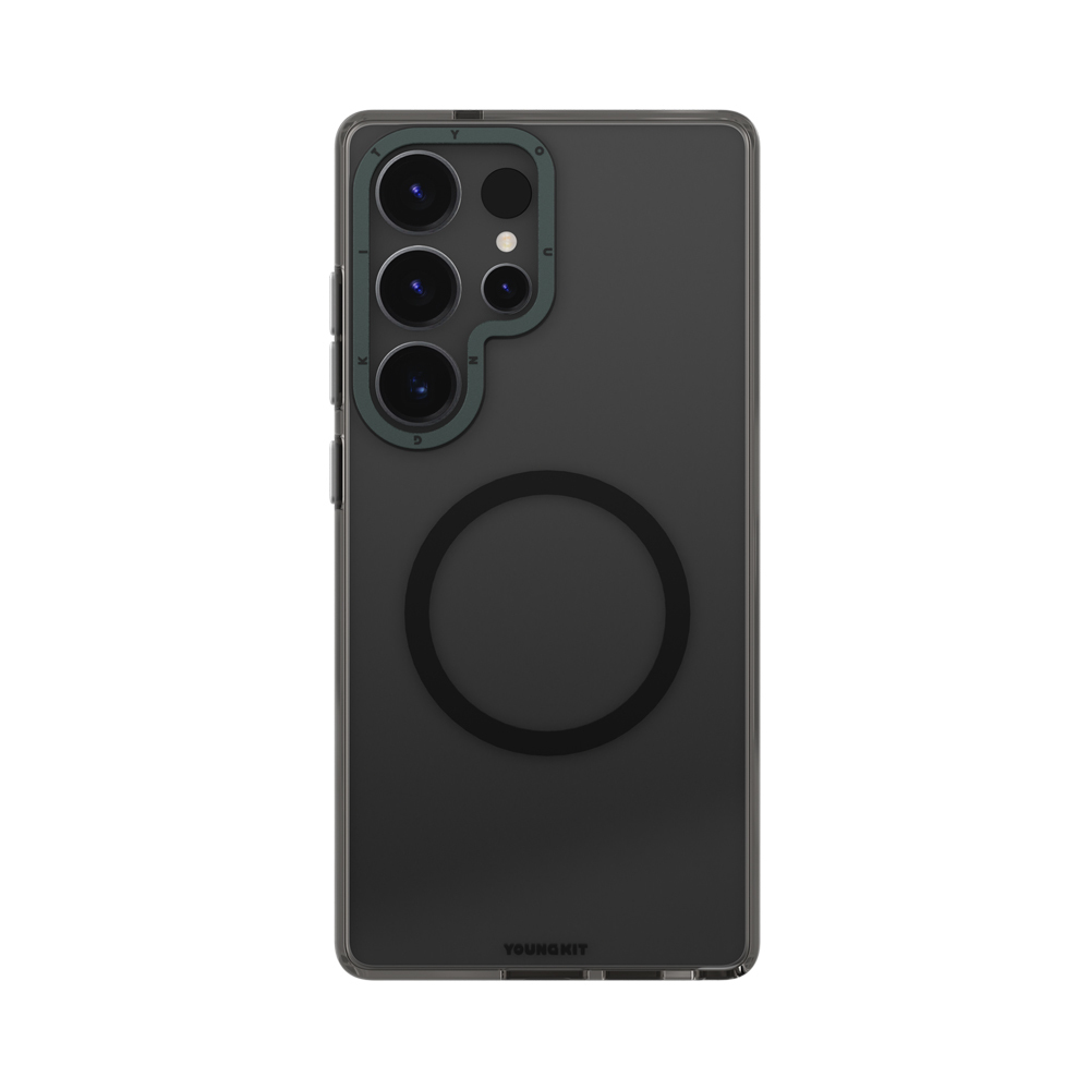 [RNZ-TA114032] Samsung Galaxy S25 Ultra Uyumlu Kılıf M-safe Şarj Özellikli Şeffaf Youngkit Crystal Shield Serisi Kapak (Siyah)