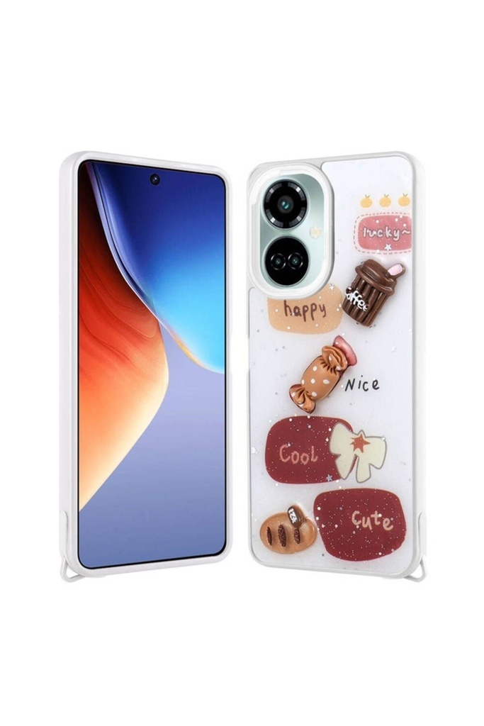 Tecno Camon 19 Uyumlu Kılıf Parlayan Simli Kabartma Figürlü Zore Cevze Kapak
