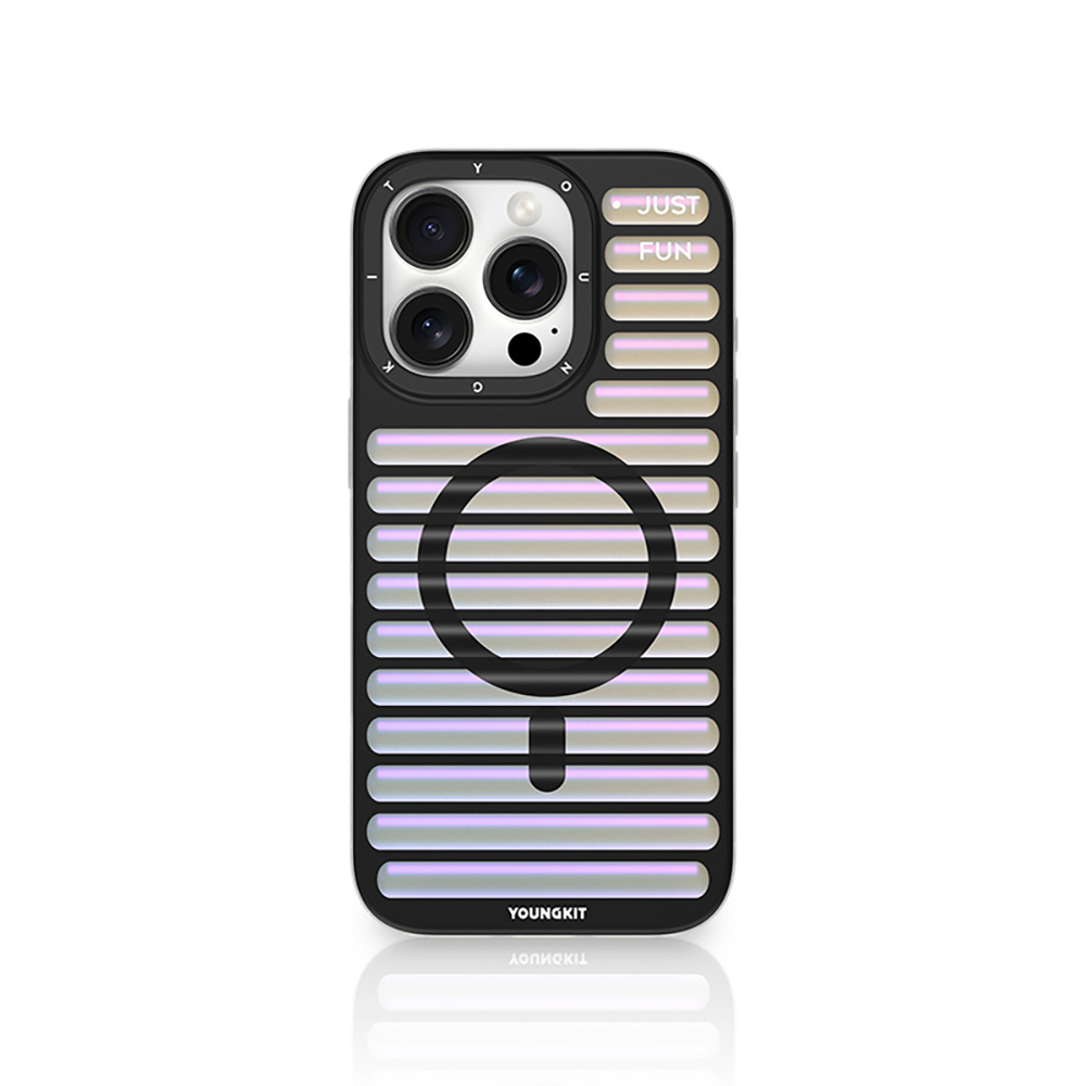 [RNZ-TA114038] Apple iPhone 16 Pro Uyumlu Kılıf M-safe Şarj Özellikli Youngkit Geek Serisi Kapak (Siyah)