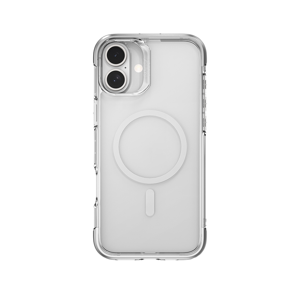Apple iPhone 16 Uyumlu Kılıf M-safe Şarj Özellikli Raptic Air Serisi Airbag Tasarımlı Metal Köşelikli Şeffaf Kapak