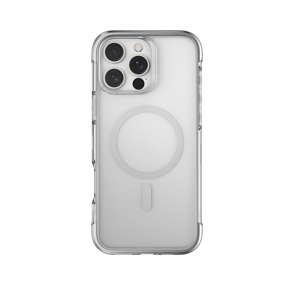 Apple iPhone 16 Pro Max Uyumlu Kılıf M-safe Şarj Özellikli Raptic Air Serisi Airbag Tasarımlı Metal Köşelikli Şeffaf Kapak