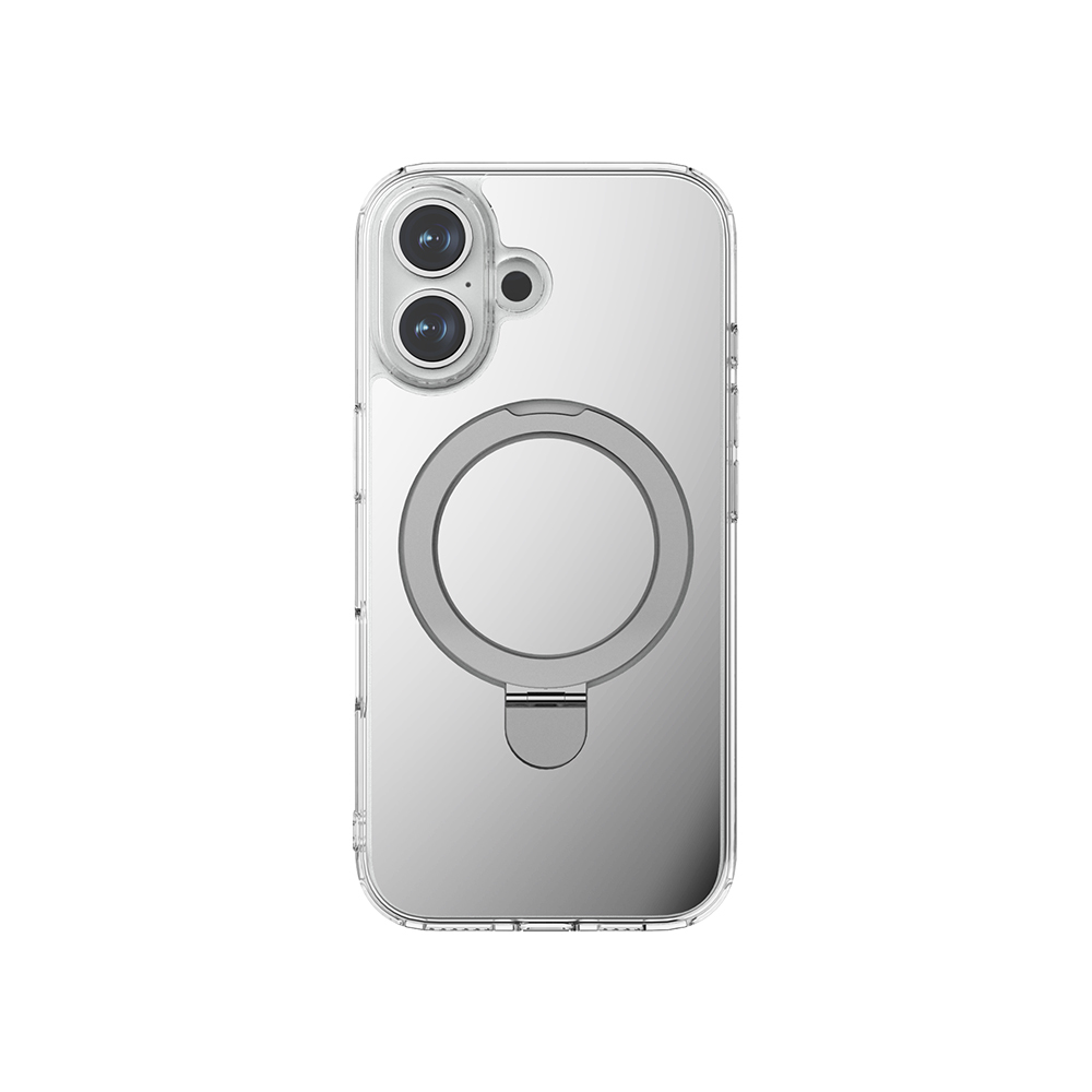 [RNZ-TA114184] Apple iPhone 16 Plus Uyumlu M-safe Şarj Özellikli Kılıf Raptic Air Stand Serisi Aynalı Arka Yüzey Standlı Kapak
