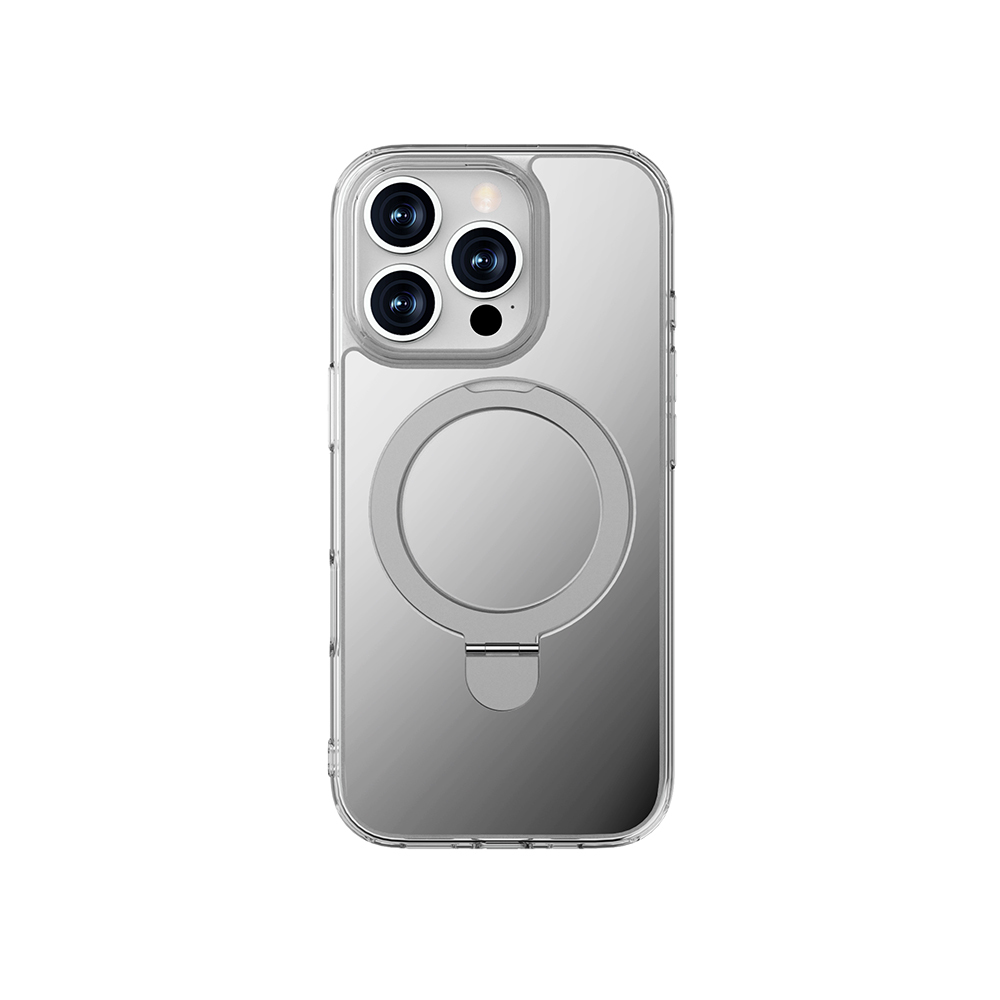 [RNZ-TA114185] Apple iPhone 16 Pro Uyumlu Kılıf M-safe Şarj Özellikli Raptic Air Stand Serisi Aynalı Arka Yüzey Standlı Kapak