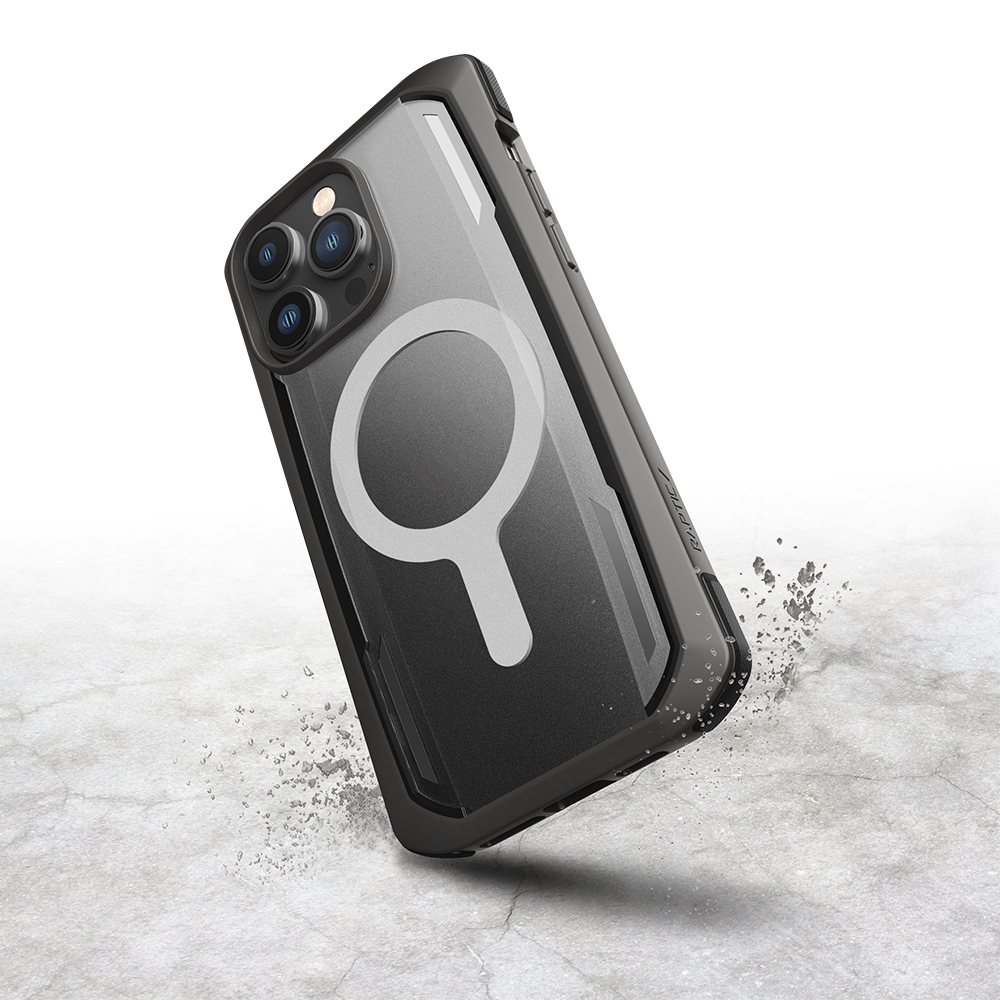 [RNZ-TA114226] Apple iPhone 14 Pro Max Uyumlu Kılıf M-safe Şarj Özellikli Raptic Secure Serisi Çift Kat TPU Kenarlı Şeffaf Arka Yüzeyli Kapak (Siyah)