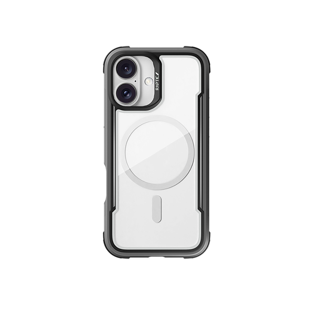 [RNZ-TA114251] Apple iPhone 16 Uyumlu Kılıf M-safe Şarj Özellikli Airbagli Raptic Shield Serisi Şeffaf Arka Yüzey Kapak (Siyah)