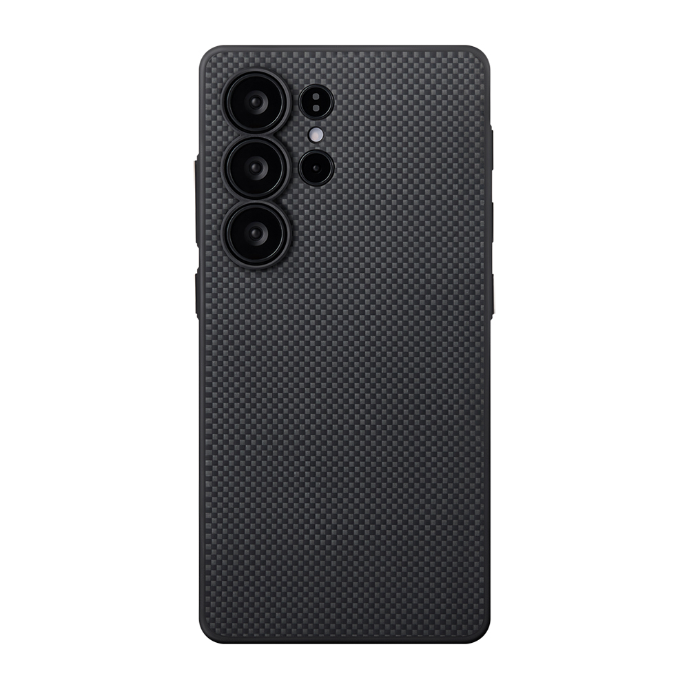 [RNZ-TA114969] Samsung Galaxy S25 Ultra Uyumlu Kılıf M-safe Şarj Özellikli Aramid Fiber 3 Fonksiyon Butonlu Pitaka PinButton Serisi Kapak