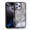 Apple iPhone 16 Pro Uyumlu Kılıf Sıvılı Simli Kelebek Baskılı Şeffaf Arka Yüzey Zore Glis Silikon Kapak