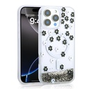 Apple iPhone 15 Pro Max Uyumlu Kılıf Sıvılı Simli Baskılı Şeffaf Arka Yüzey Zore Mossa Silikon Kapak