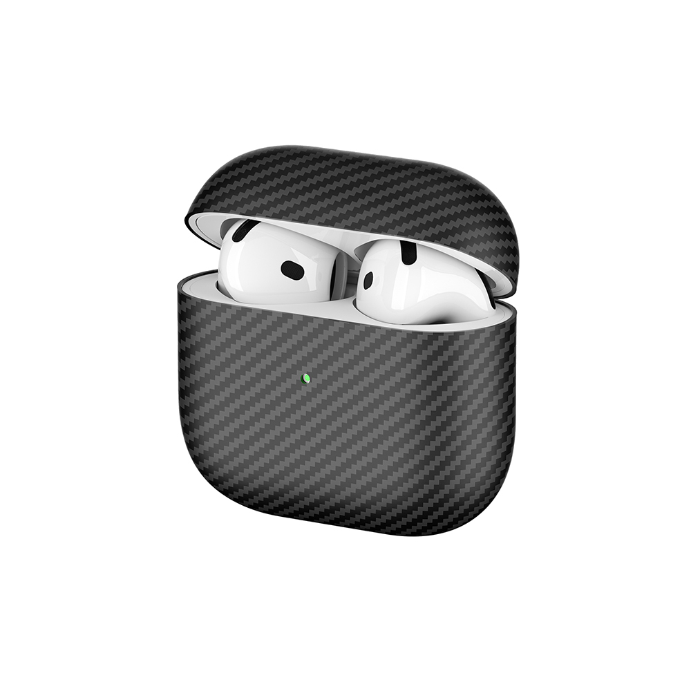 [RNZ-TA114551] Apple Airpods 4 Uyumlu Zore Airbag 43 600D Karbon Fiber Kulaklık Kılıfı (Siyah)