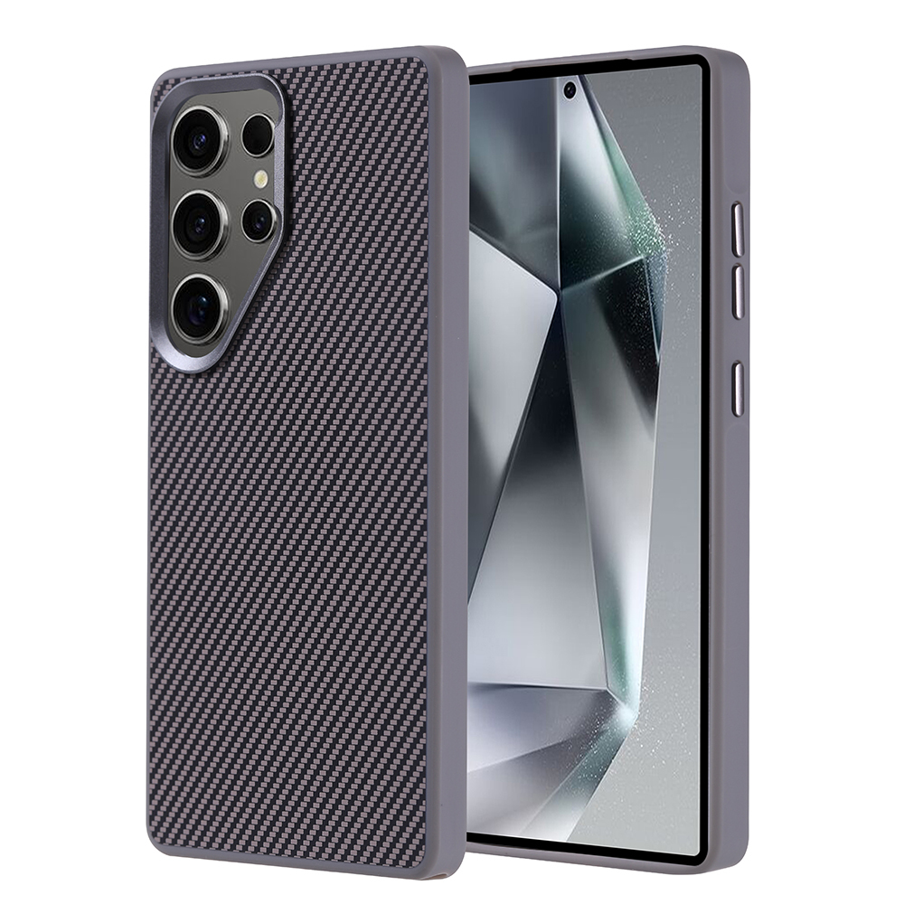 Samsung Galaxy S25 Ultra Uyumlu Kılıf M-safe Şarj Özellikli Karbon Fiber Görünümlü Zore Troy Kapak