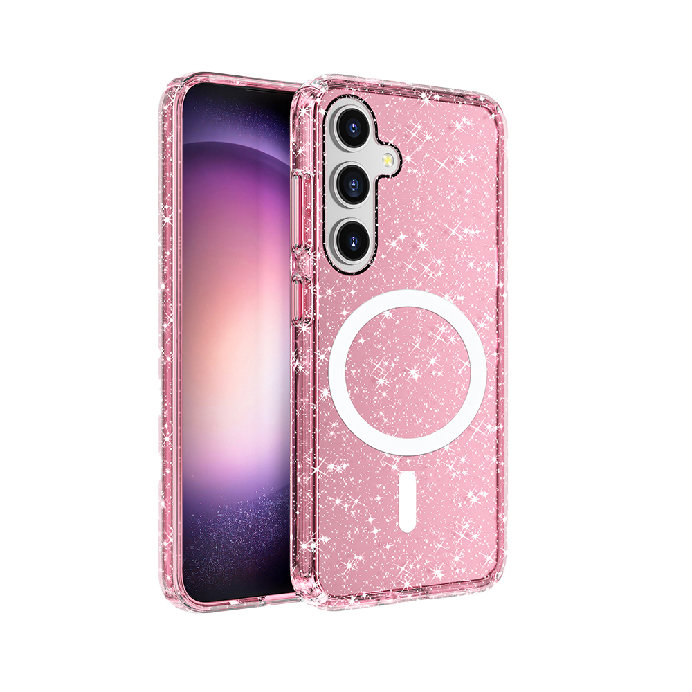 Samsung Galaxy S25 Plus Uyumlu Kılıf M-safe Şarj Özellikli Parlayan Simli Saydam Renkli Zore Allstar Kapak
