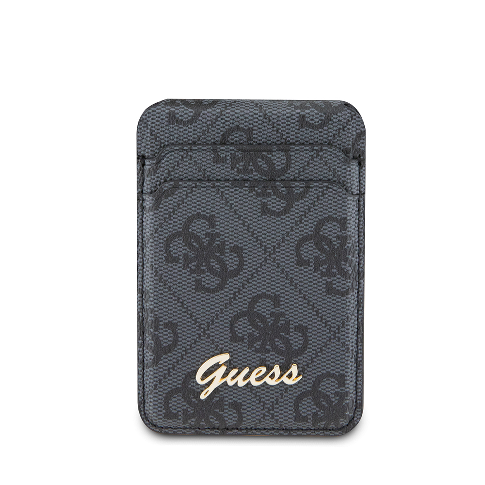 [RNZ-TA115079] Guess Orjinal Lisanslı 4G Desenli Metal Script Logolu Magnetik Kartlık (Siyah)