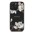 Apple iPhone 16 Pro Uyumlu Kılıf Guess Orjinal Lisanslı M-safe Şarj Özellikli Taneli Çiçek Tasarımlı Metal Yazı Logolu Kapak