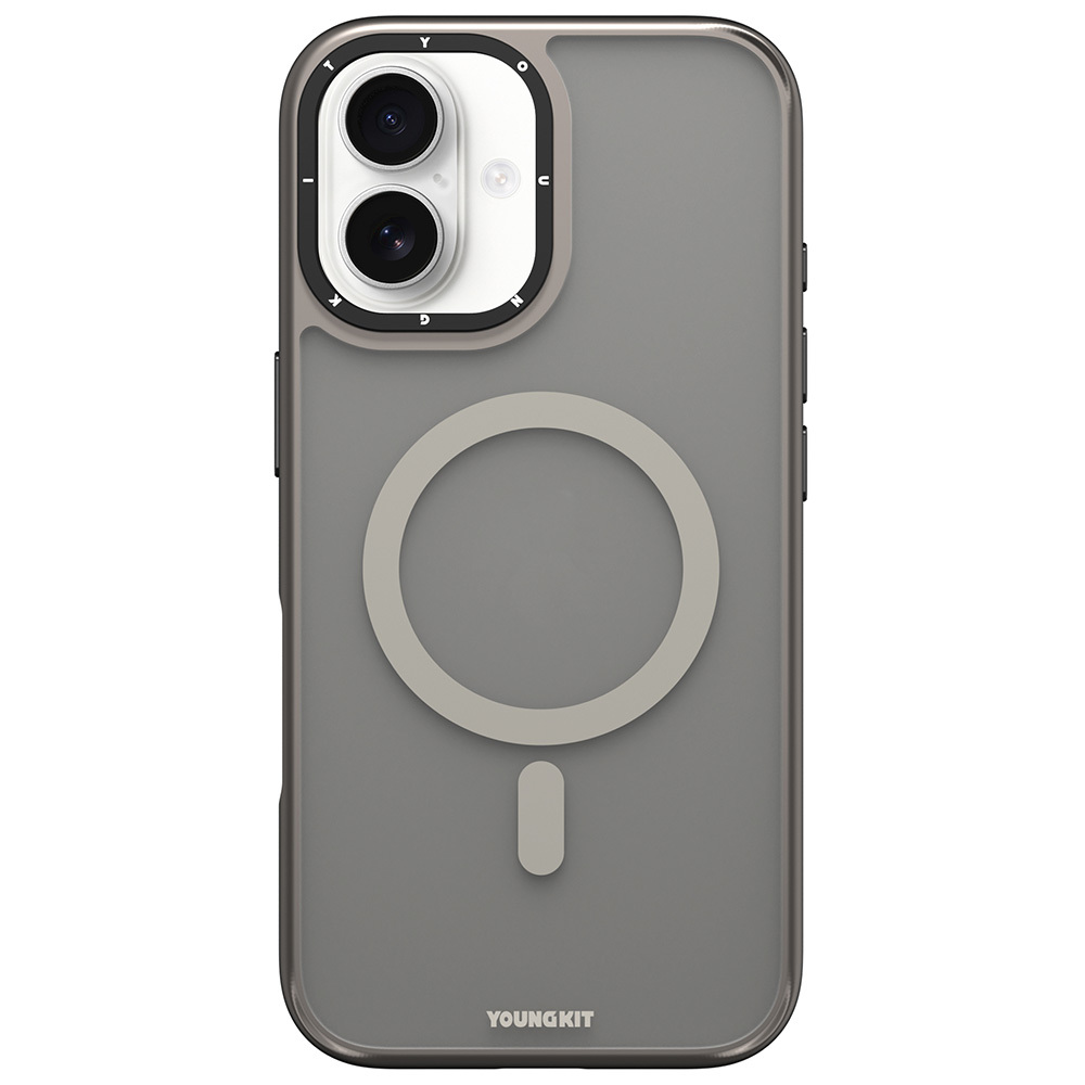 Apple iPhone 16 Uyumlu Kılıf M-safe Şarj Özellikli Cam Arka Yüzey TPU Youngkit Gemstone Serisi Kapak