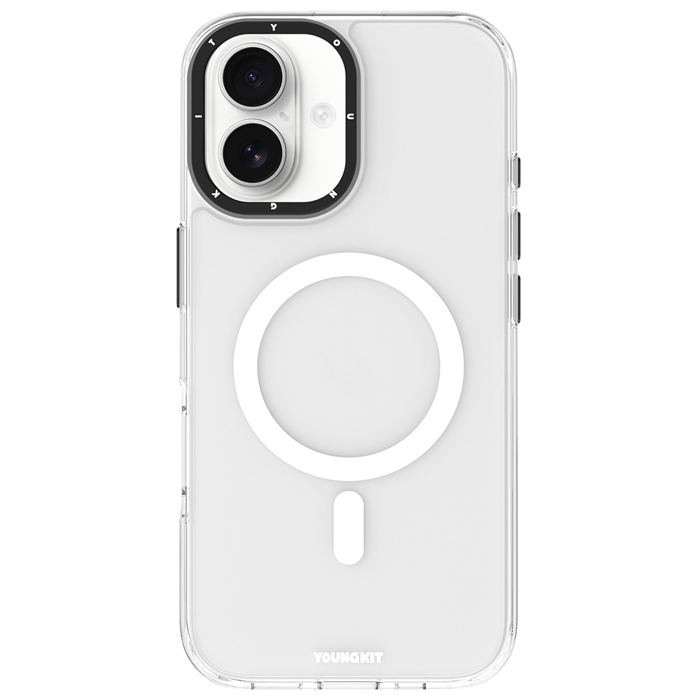 Apple iPhone 16 Uyumlu Kılıf M-safe Şarj Özellikli Cam Arka Yüzey TPU Youngkit Gemstone Serisi Kapak