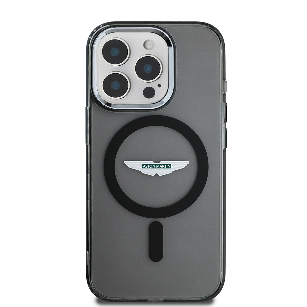 [RNZ-TA115096] Apple iPhone 15 Pro Max Uyumlu Kılıf Aston Martin Orjinal Lisanslı M-safe Şarj Özellikli IML Baskı Logolu Metal Düğmeli Kapak