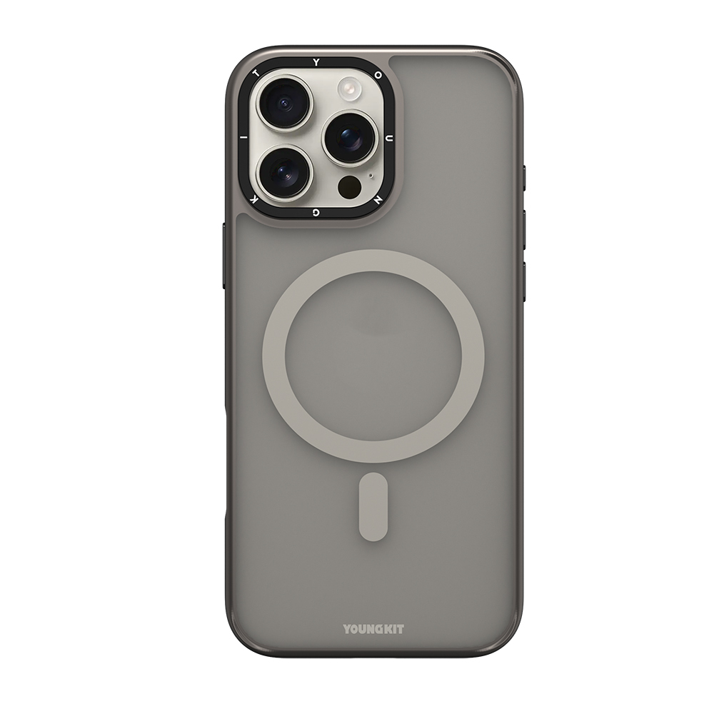 Apple iPhone 16 Pro Uyumlu Kılıf M-safe Şarj Özellikli Cam Arka Yüzey TPU Youngkit Gemstone Serisi Kapak