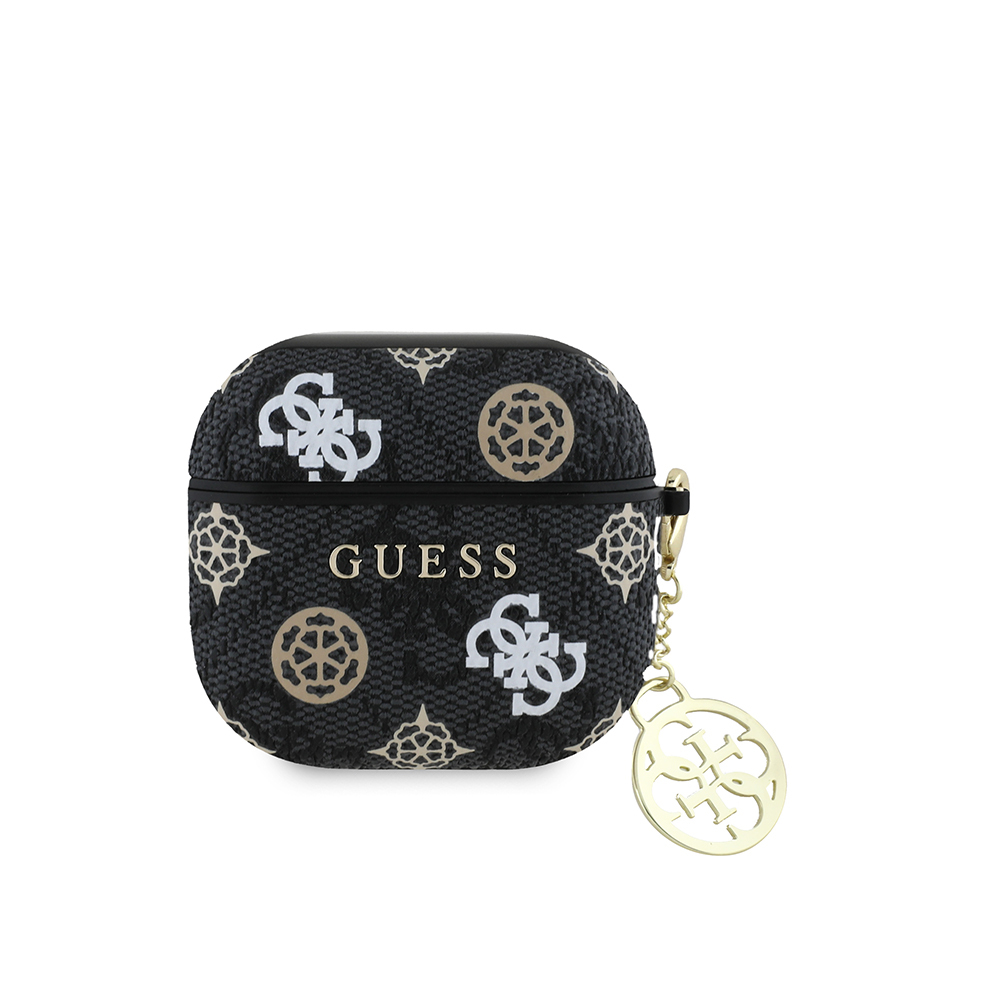 [RNZ-TA115047] Apple Airpods 4 Uyumlu Kılıf Guess Orjinal Lisanslı 4G Desenli Yazı Logolu Peony Kapak (Siyah)