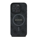 Apple iPhone 16 Pro Max Uyumlu Kılıf Guess Orjinal Lisanslı M-safe Şarj Özellikli PU Halkalı 4G Desenli Yazı Logolu Kapak