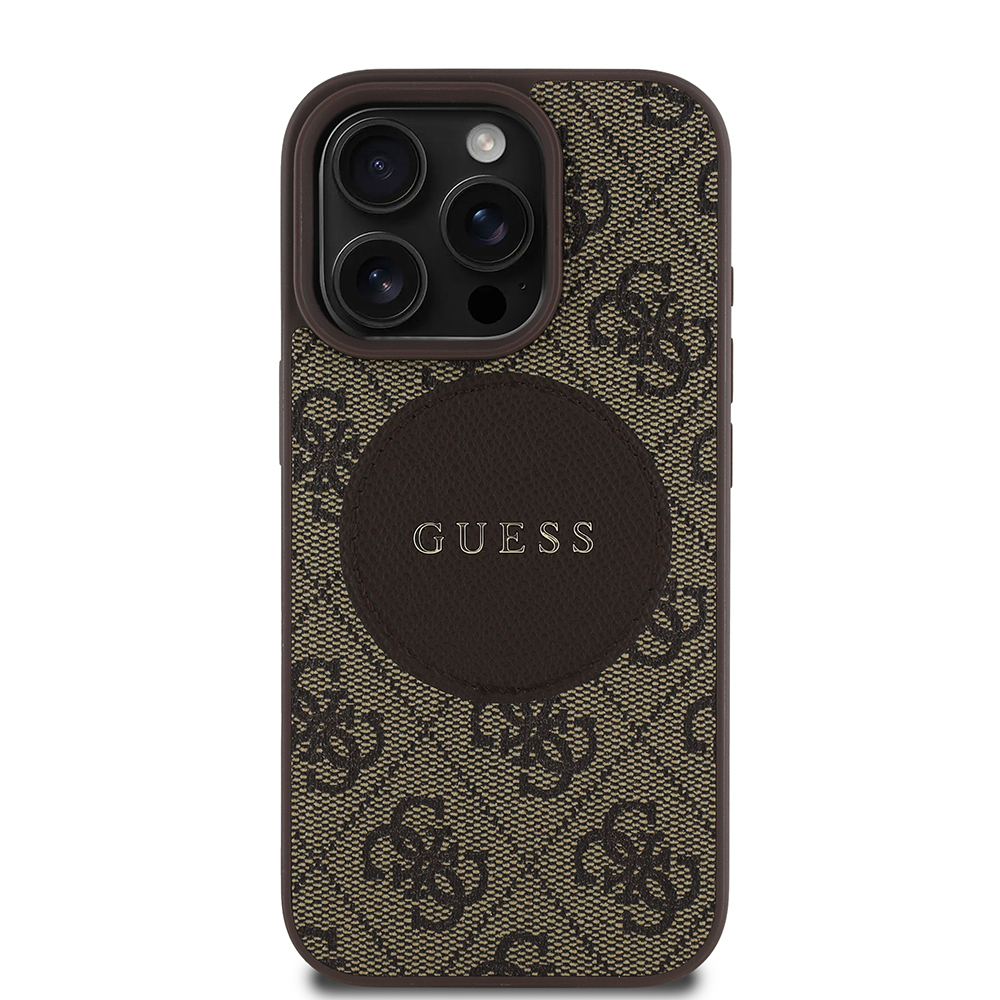 Apple iPhone 16 Pro Max Uyumlu Kılıf Guess Orjinal Lisanslı M-safe Şarj Özellikli Yazı Logolu Circle Classic Kapak