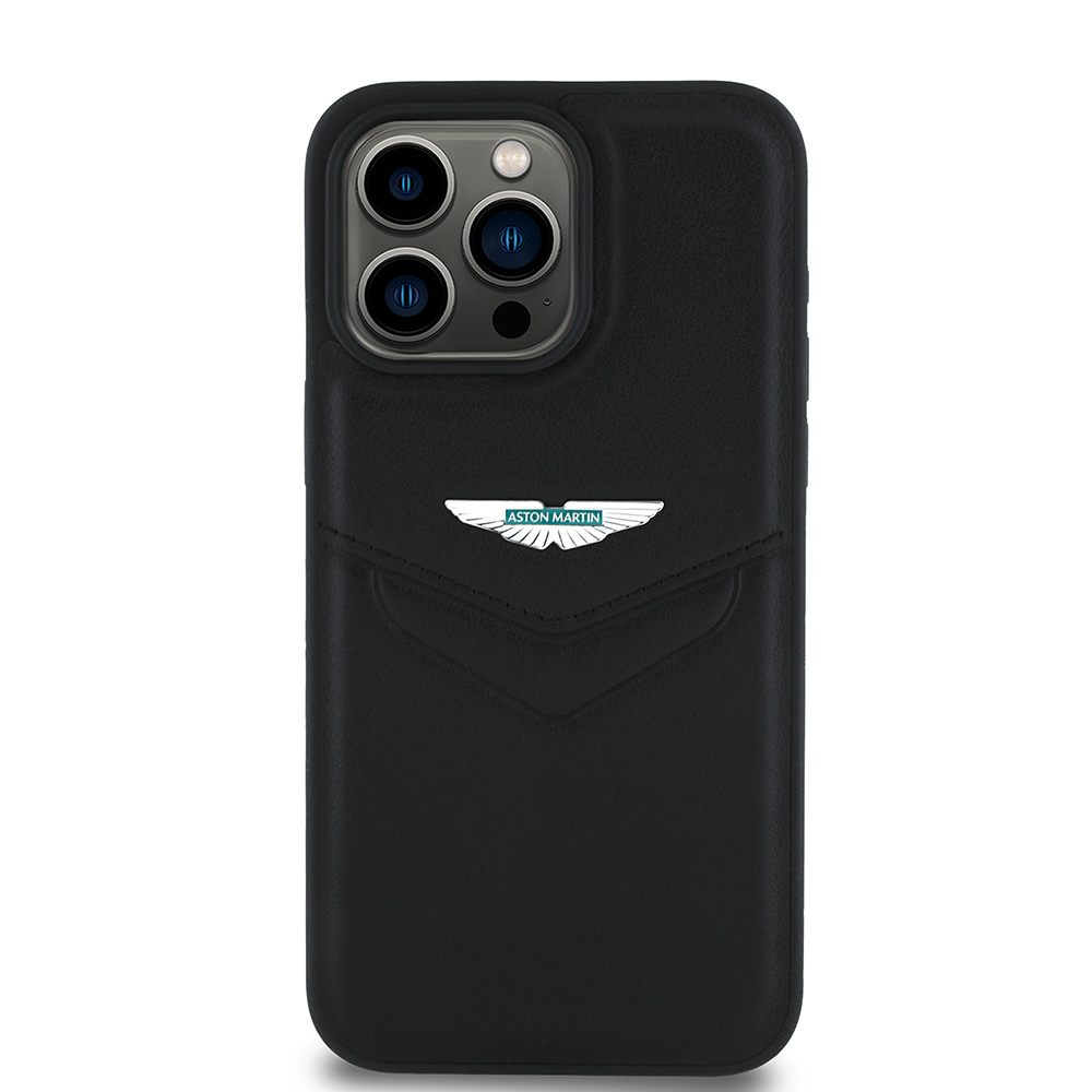 [RNZ-TA115091] Apple iPhone 15 Pro Max Uyumlu Kılıf Aston Martin Orjinal Lisanslı Victory Dizayn PU Deri Metal Logolu Kapak