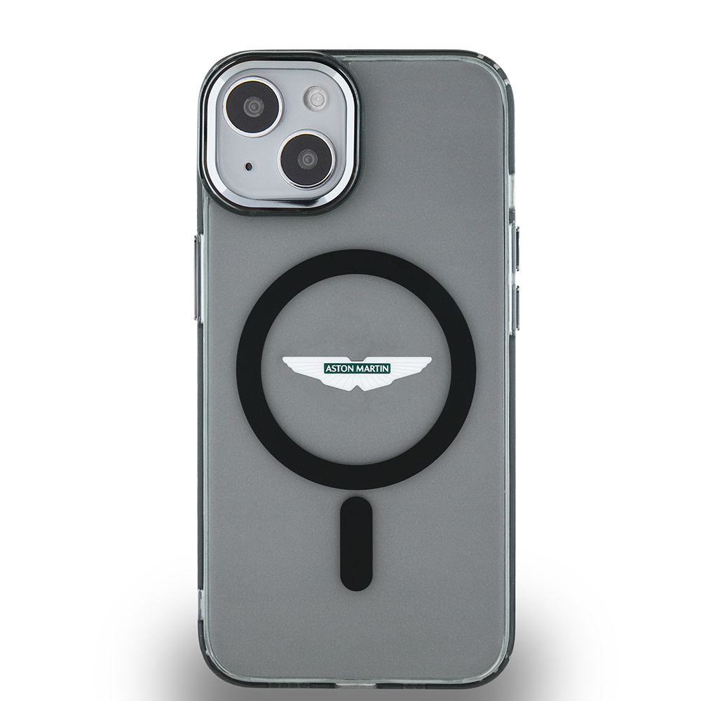 Apple iPhone 14 Uyumlu Kılıf Aston Martin Orjinal Lisanslı M-safe Şarj Özellikli IML Baskı Logolu Metal Düğmeli Kapak