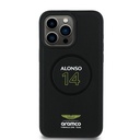Apple iPhone 15 Pro Max Uyumlu Kılıf Aston Martin Orjinal Lisanslı M-safe Şarj Özellikli PU Deri Alonso 14 Baskılı Kapak