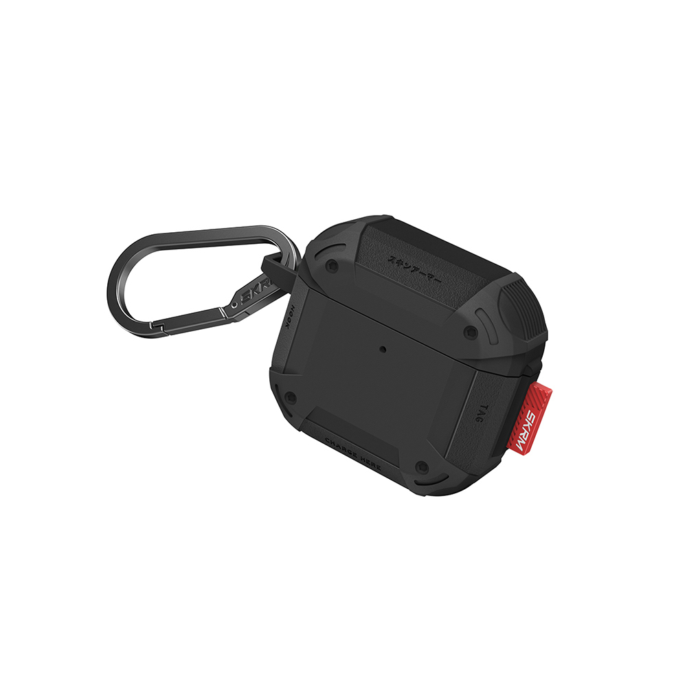 [RNZ-TA115212] Apple Airpods 4 Uyumlu Kılıf Airbagli Yivli Köşe Tasarımlı 360 Derece Tam Koruma Skinarma Mecha CE Kılıf (Siyah)
