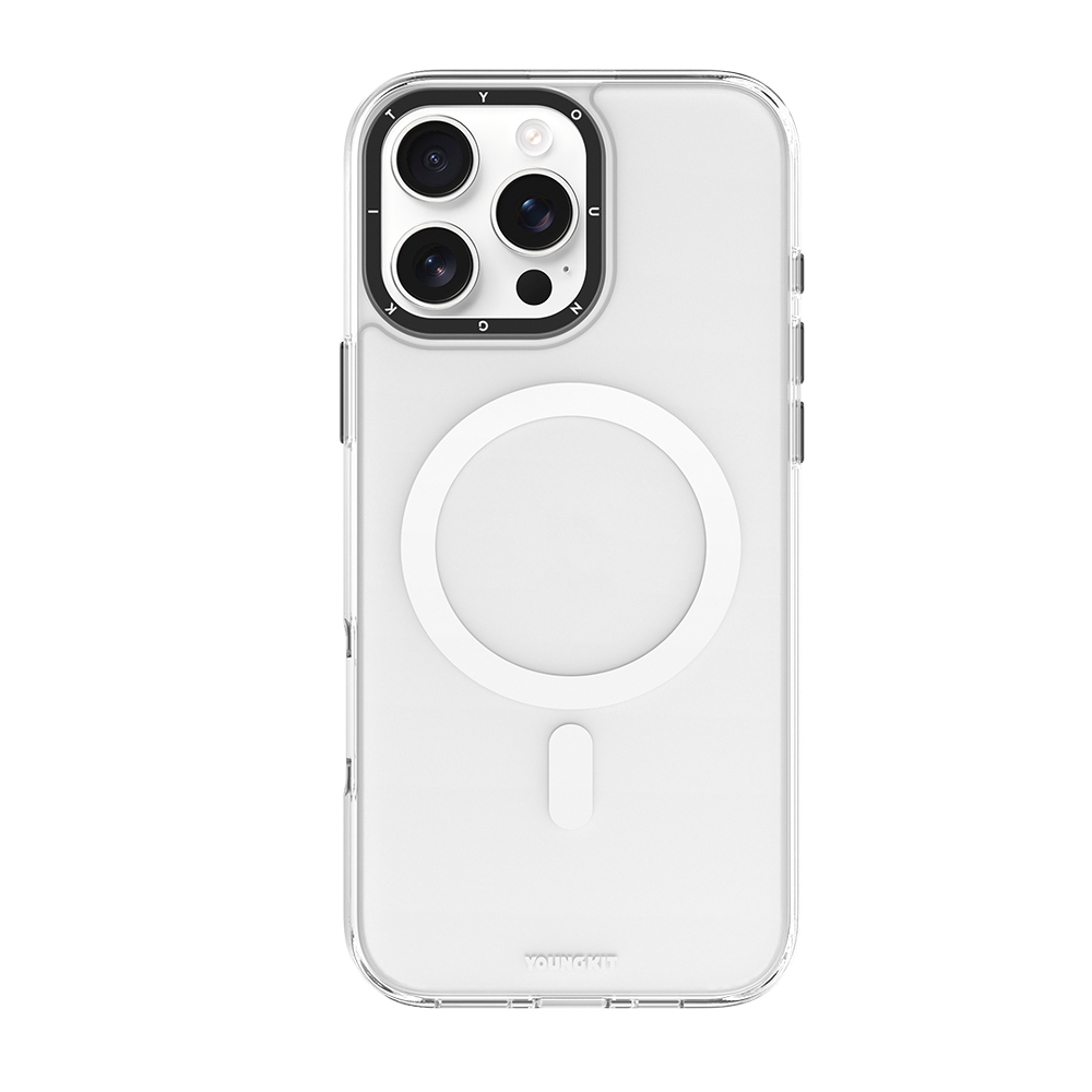 Apple iPhone 16 Pro Max Uyumlu Kılıf M-safe Şarj Özellikli Cam Arka Yüzey TPU Youngkit Gemstone Serisi Kapak