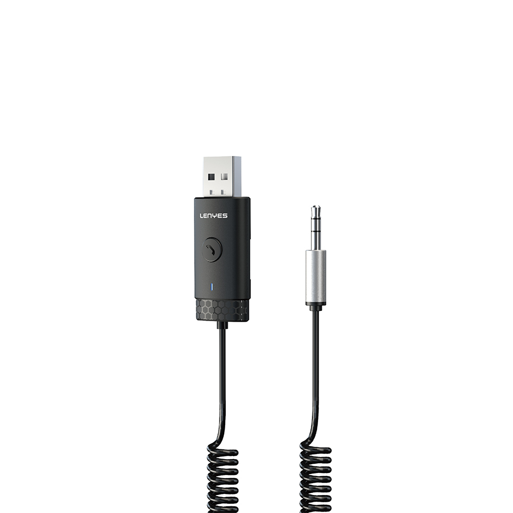 [RNZ-TA115267] Lenyes LR209 Spiral Kablo Tasarımlı Dahili Mikrofonlu Kablosuz Ses Alıcı AUX Bluetooth v5.3 Adaptör