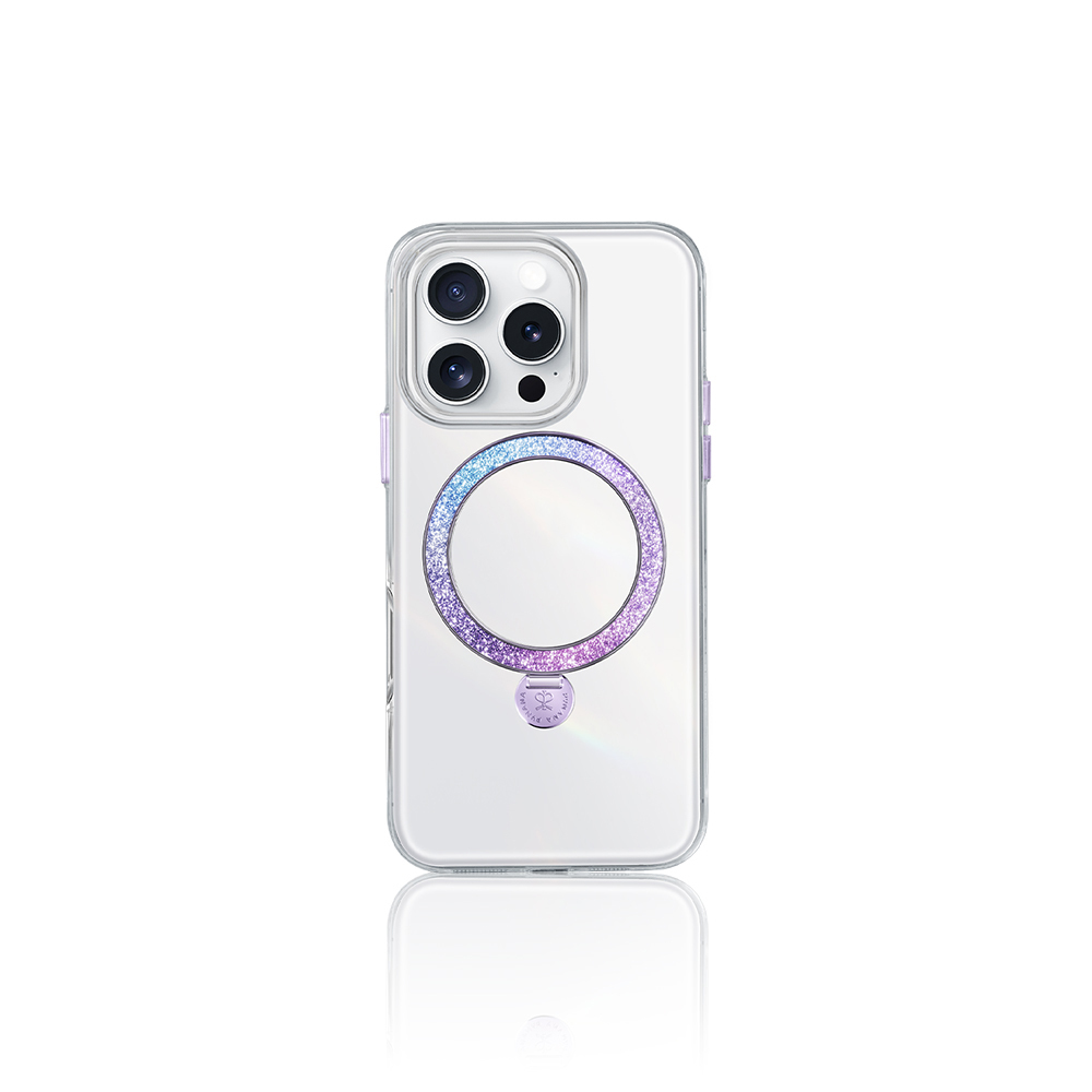 [RNZ-TA115320] Apple iPhone 15 Pro Max Uyumlu Kılıf M-safe Şarj Özellikli Standlı Pynana Dancing Streamer Serisi Kapak (Mor)