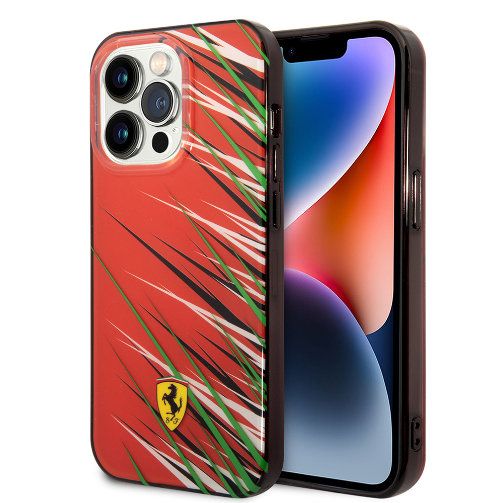 Apple iPhone 14 Pro Max Uyumlu Kılıf Ferrari Orjinal Lisanslı Baskı Logolu Çimen Desenli Kapak